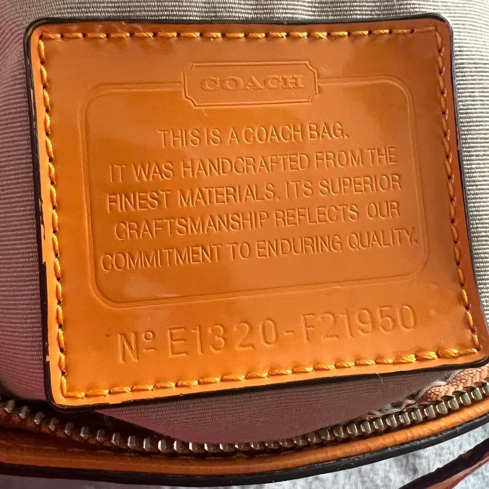 Coach Signature Gallery Tote Bag Orange Brown Monogram Canvas Shoulder Bag